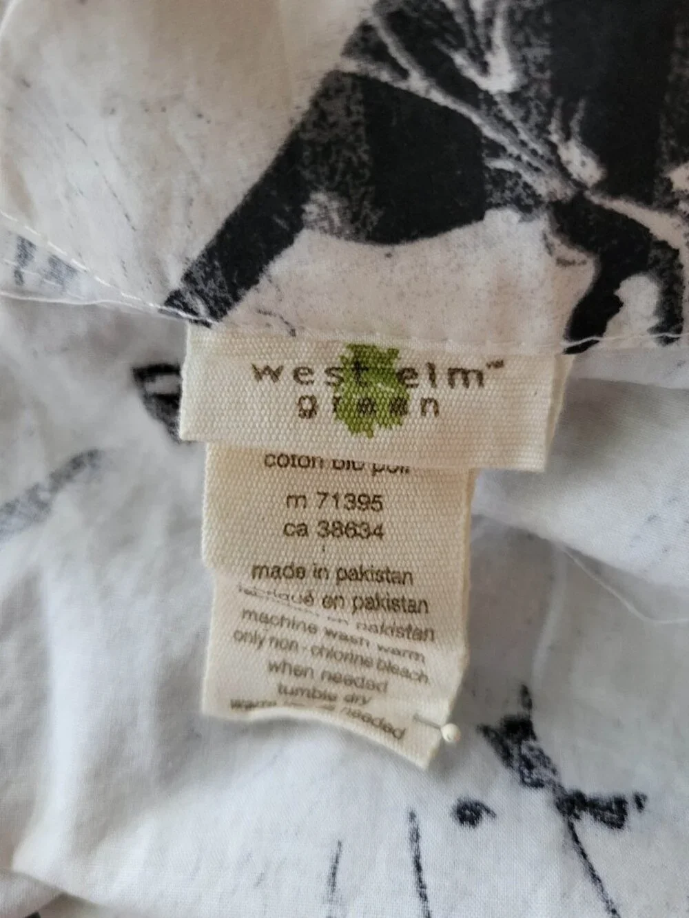 West Elm Organic Cotton Bird Collage Block Print Duvet Cover Double Sided F/Q